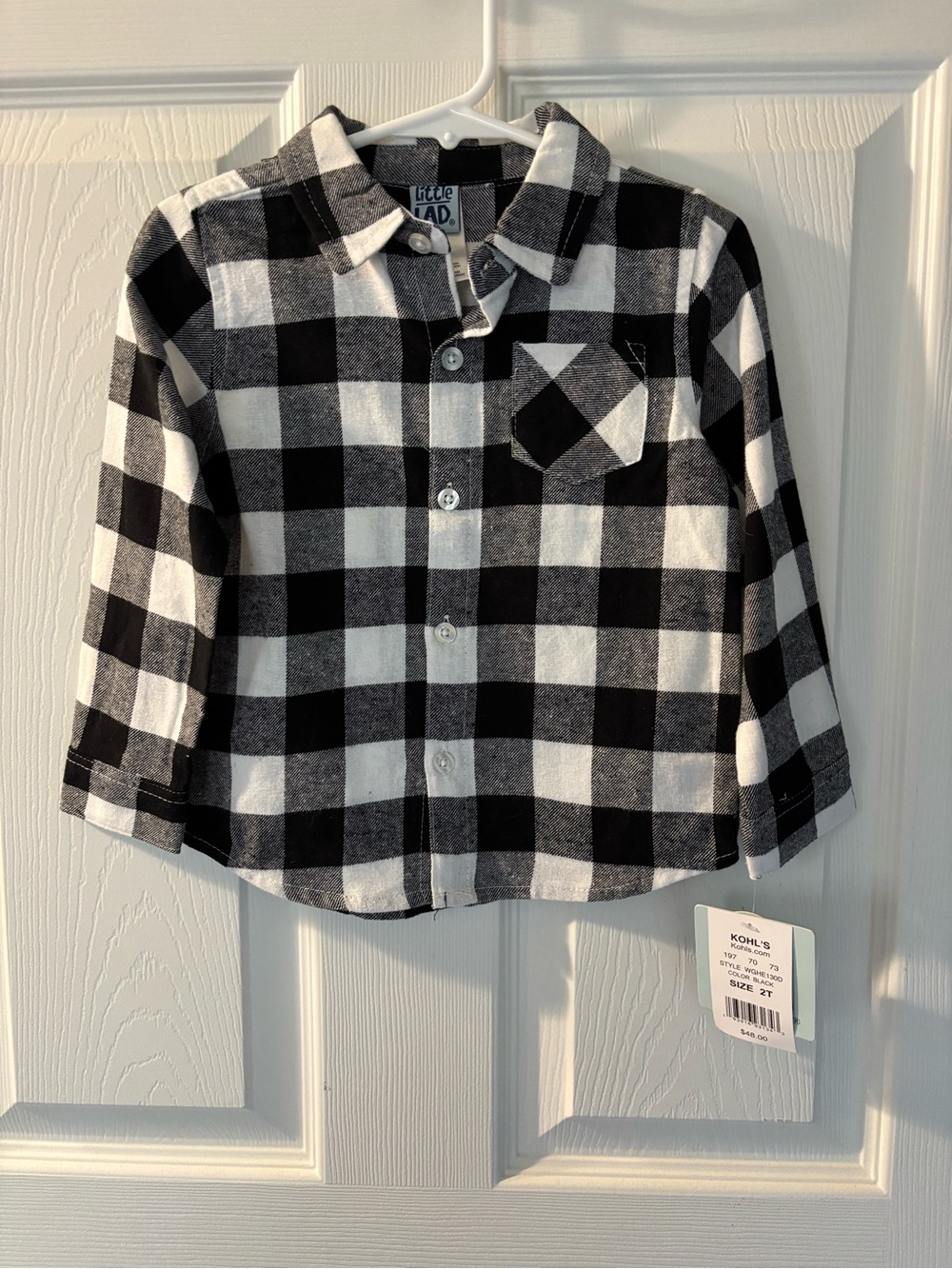Black & White Plaid Button-Down Shirt for Toddler NWT